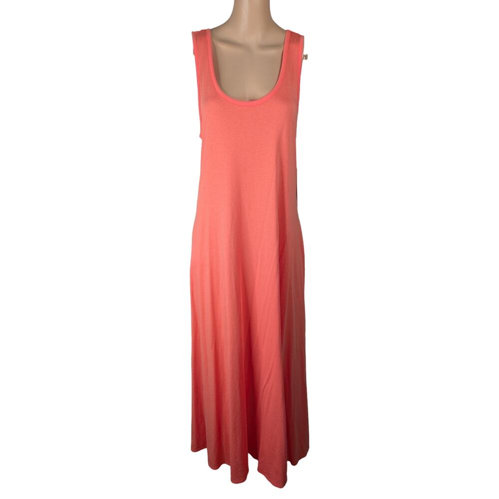 NWT Soft Surroundings Santiago Maxi Dress M | Mango Coral Pockets Cotton Modal